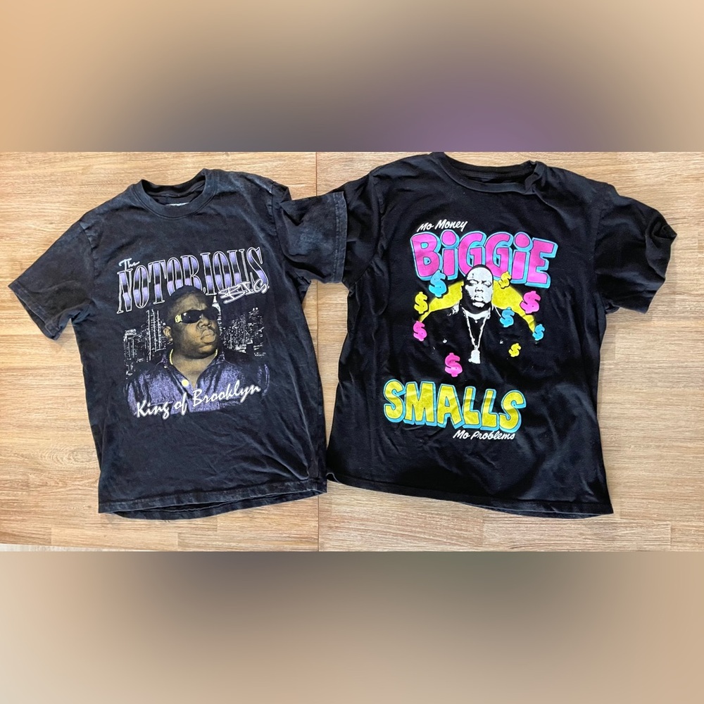 Set of 2 shirts NOTORIOUS BIG Rap & Biggie Mo Money T-Sz MED COLLECTOR R…